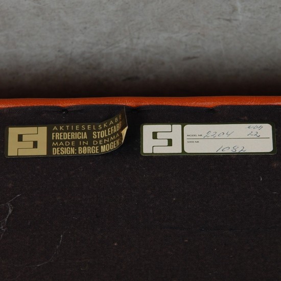 Børge Mogensen 2204 Øreklapstol i cognac læder