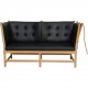 Børge Mogensen Spoke-back sofa in black leather 1970s