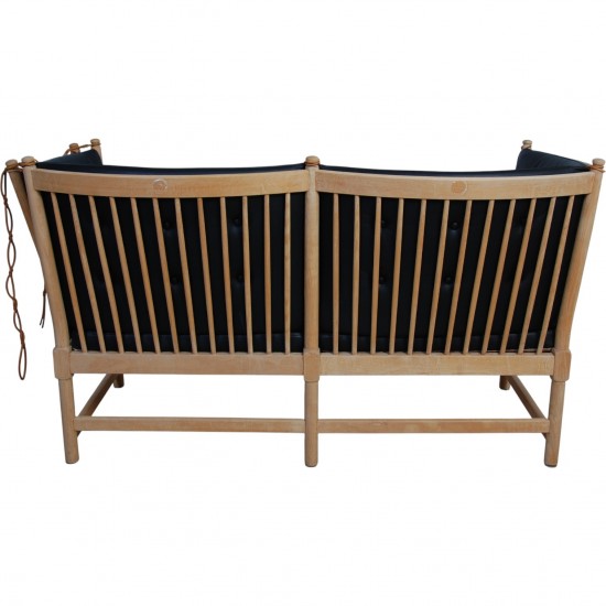 Børge Mogensen Spoke-back sofa in black leather 1970s