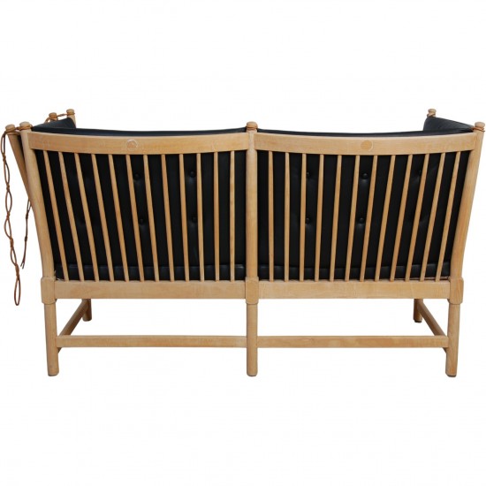 Børge Mogensen Spoke-back sofa in black leather 1970s