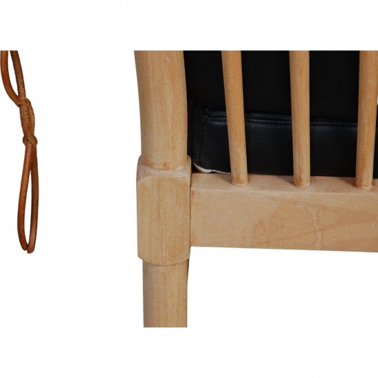 Børge Mogensen Spoke-back sofa in black leather 1970s