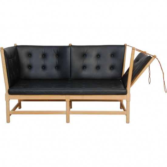 Børge Mogensen Spoke-back sofa in black leather 1970s