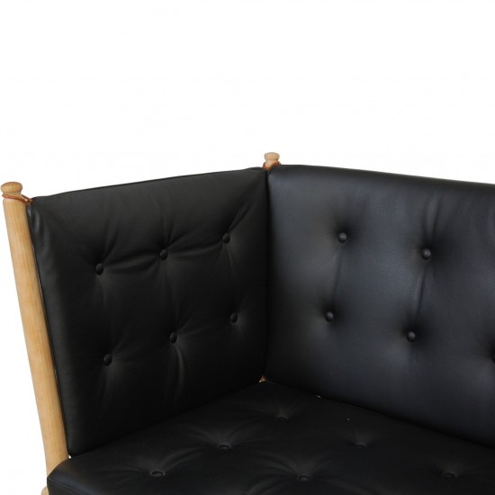 Børge Mogensen Spoke-back sofa in black leather 1970s