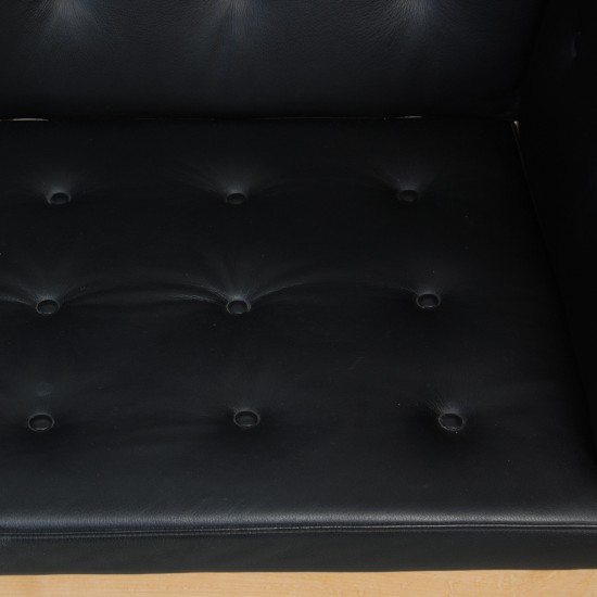 Børge Mogensen Spoke-back sofa in black leather 1970s