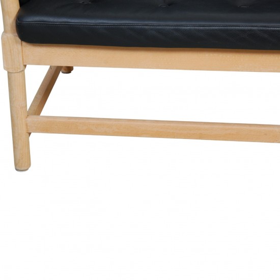 Børge Mogensen Spoke-back sofa in black leather 1970s