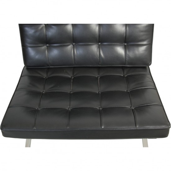 Ludwig Mies van der Rohe Barcelona stol i sort læder