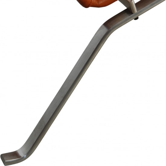 Poul Kjærholm PK22 stol nybetrukket med cognac bizon læder