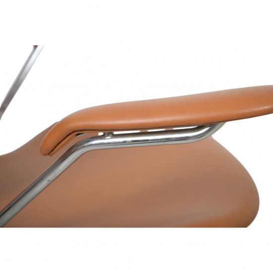 Arne Jacobsen 3207 Syver stol i cognac classic læder 1960'erne