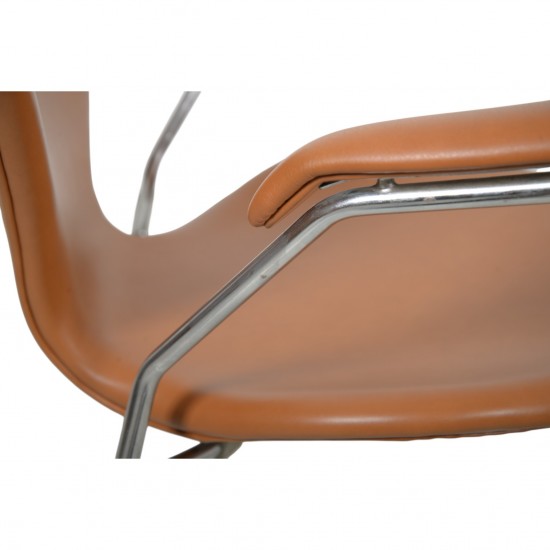Arne Jacobsen 3207 Syver stol i cognac classic læder 1960'erne