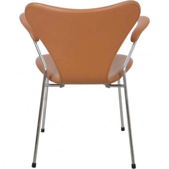 Arne Jacobsen 3207 Syver stol i cognac classic læder 1960'erne