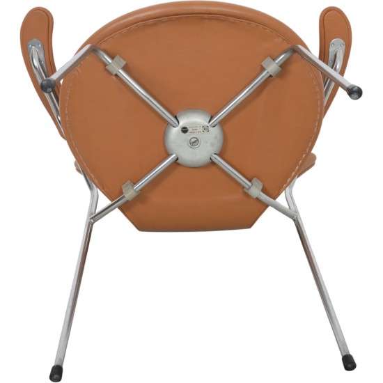 Arne Jacobsen 3207 Syver stol i cognac classic læder 1960'erne