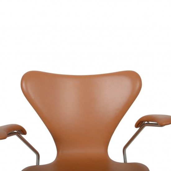 Arne Jacobsen 3207 Syver stol i cognac classic læder 1960'erne