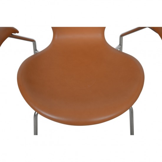 Arne Jacobsen 3207 Syver stol i cognac classic læder 1960'erne