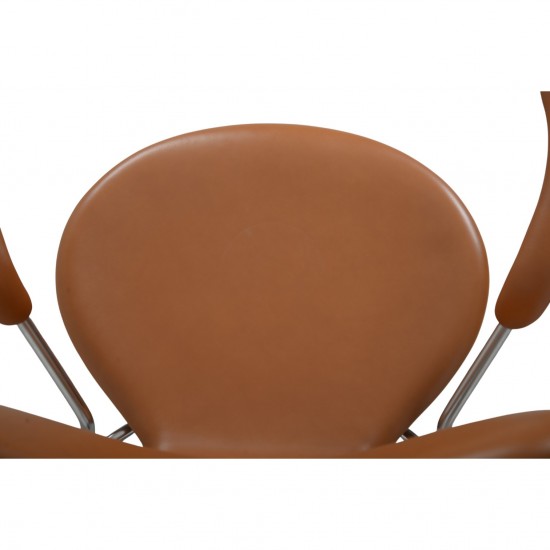 Arne Jacobsen 3207 Syver stol i cognac classic læder 1960'erne