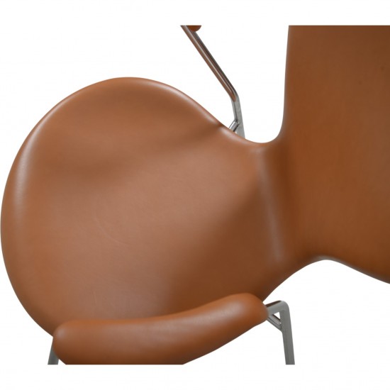 Arne Jacobsen 3207 Syver stol i cognac classic læder 1960'erne