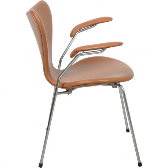 Arne Jacobsen 3207 Syver stol i cognac classic læder 1960'erne