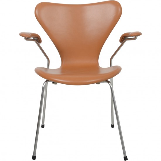 Arne Jacobsen 3207 Syver stol i cognac classic læder 1960'erne