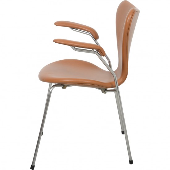 Arne Jacobsen 3207 Syver stol i cognac classic læder 1960'erne