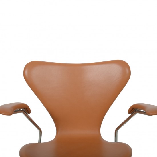 Arne Jacobsen 3207 Syver stol i cognac classic læder 1960'erne