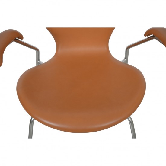 Arne Jacobsen 3207 Syver stol i cognac classic læder 1960'erne