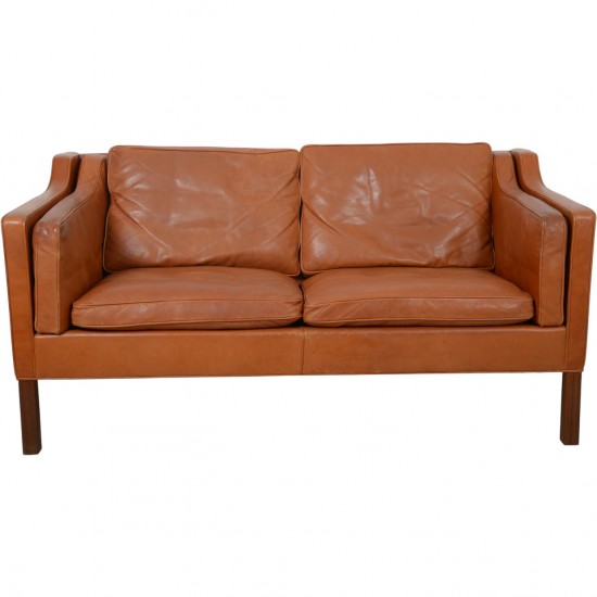 Børge Mogensen 2212 2.personers sofa i brunt læder 1980'erne