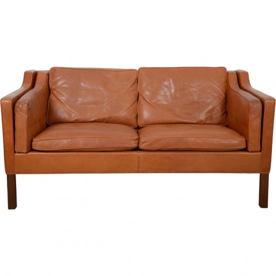 Børge Mogensen 2212 2.personers sofa i brunt læder 1980'erne