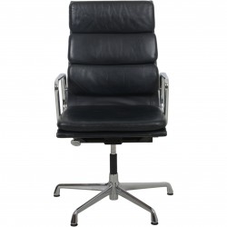 Charles Eames EA-209 stol i sort læder med tilt 1990'erne