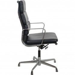 Charles Eames EA-209 stol i sort læder med tilt 1990'erne