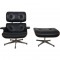 Charles Eames Lounge chair med ottoman i sort læder og valnød 2021