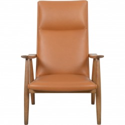Hans Wegner GE260a loungestol i cognac anilin læder 1970'erne