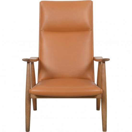 Hans Wegner GE260a loungestol i cognac anilin læder 1970'erne