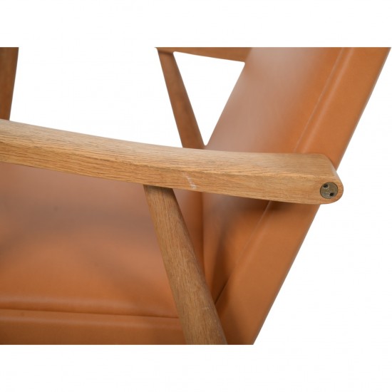 Hans Wegner GE260a loungestol i cognac anilin læder 1970'erne