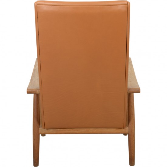 Hans Wegner GE260a loungestol i cognac anilin læder 1970'erne