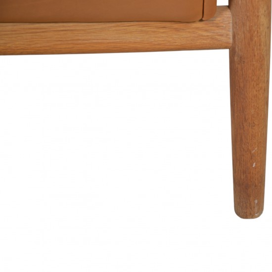 Hans Wegner GE260a loungestol i cognac anilin læder 1970'erne