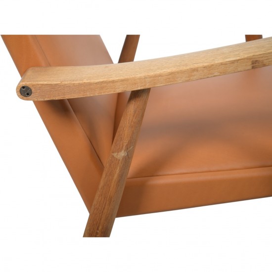 Hans Wegner GE260a loungestol i cognac anilin læder 1970'erne