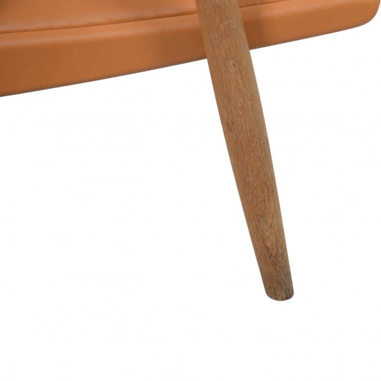 Hans Wegner GE260a loungestol i cognac anilin læder 1970'erne