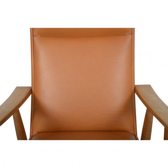 Hans Wegner GE260a loungestol i cognac anilin læder 1970'erne