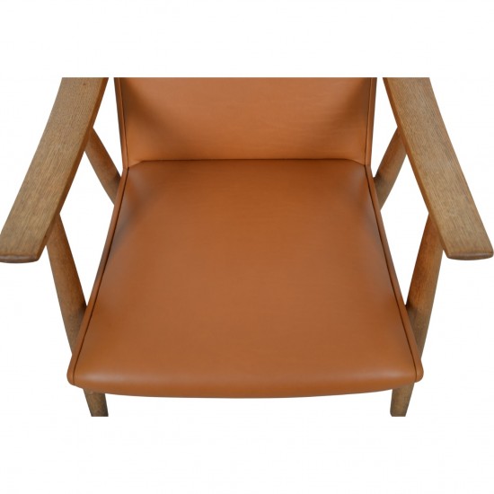 Hans Wegner GE260a loungestol i cognac anilin læder 1970'erne