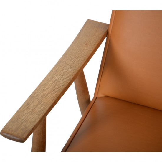 Hans Wegner GE260a loungestol i cognac anilin læder 1970'erne
