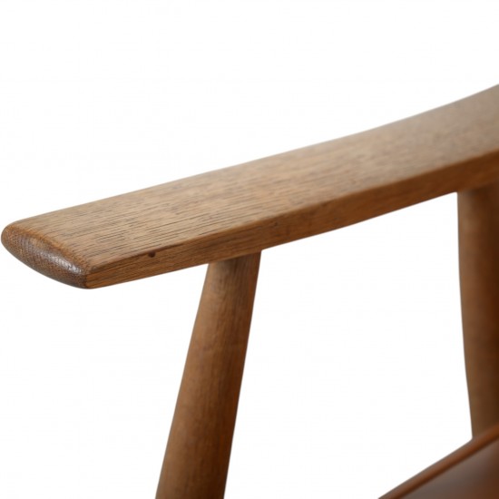 Hans Wegner GE260a loungestol i cognac anilin læder 1970'erne