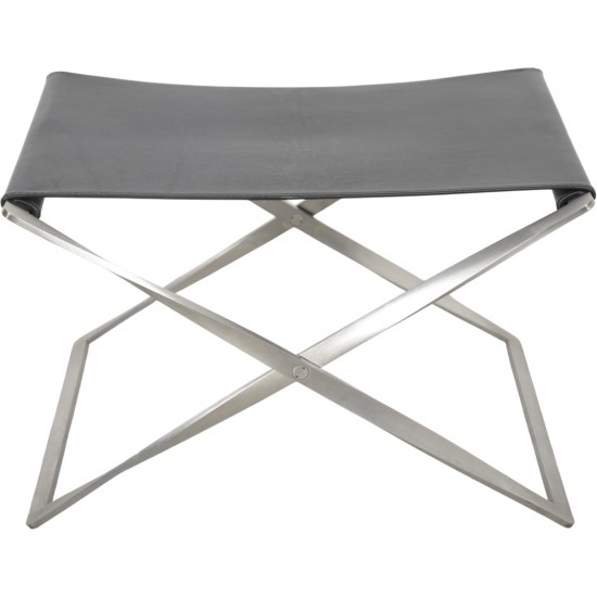 Poul Kjærholm PK91 skammel i aura sort læder 1990'erne