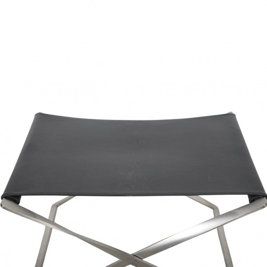 Poul Kjærholm PK91 skammel i aura sort læder 1990'erne