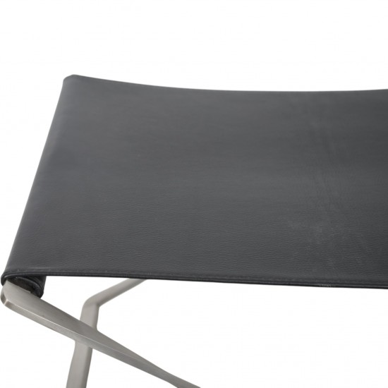 Poul Kjærholm PK91 skammel i aura sort læder 1990'erne