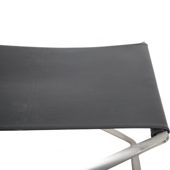 Poul Kjærholm PK91 skammel i aura sort læder 1990'erne