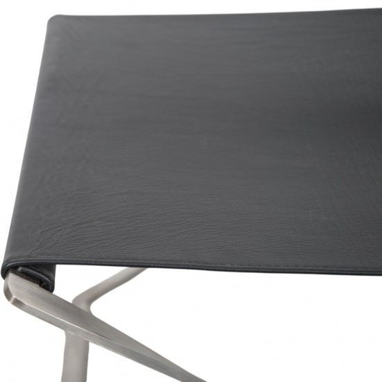 Poul Kjærholm PK91 skammel i aura sort læder 1990'erne