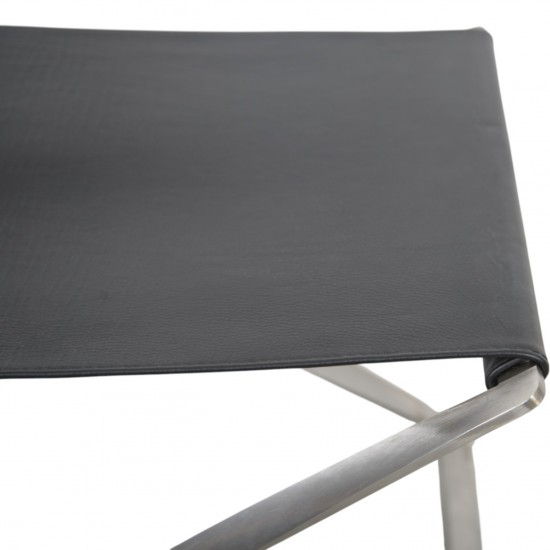 Poul Kjærholm PK91 skammel i aura sort læder 1990'erne