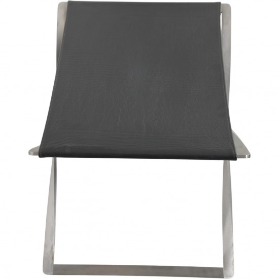 Poul Kjærholm PK91 skammel i aura sort læder 1990'erne