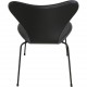 Sæt med 4 Arne Jacobsen Syver stole i sort læder, med sort stel