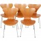 Sæt af 5 Arne Jacobsen Syver stole i Teak