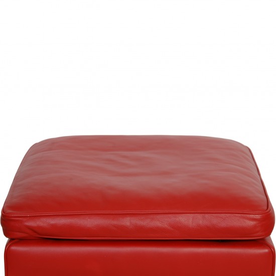 Børge Mogensen 2204 øreklapstol med skammel i rødt læder